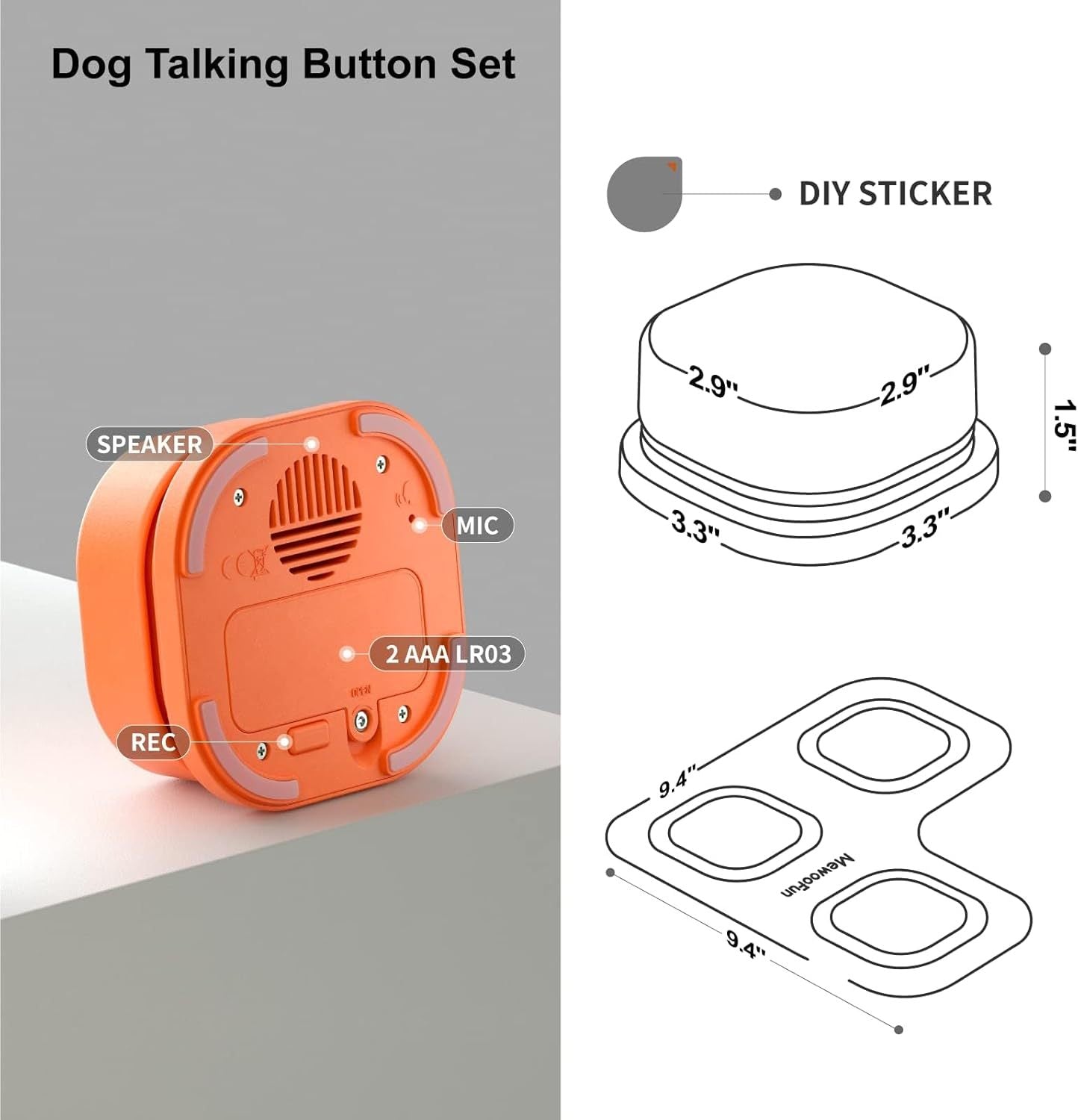 MJHOMEFINDER TalkBack Pet Button Set – 4-Piece Recordable Training Kit