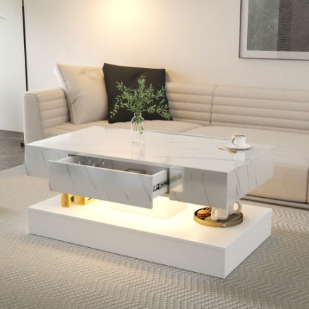 Level Up Living – MJHOMEFINDER Luxe LED Coffee Table w/ Lift-Top & Storage