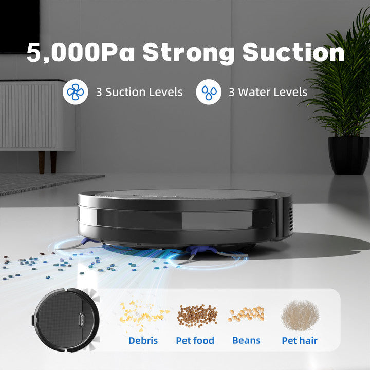 Clean Command V3 – MJHOMEFINDER 3-in-1 Smart Robot Vacuum, Mop & Sweeper (5000Pa)