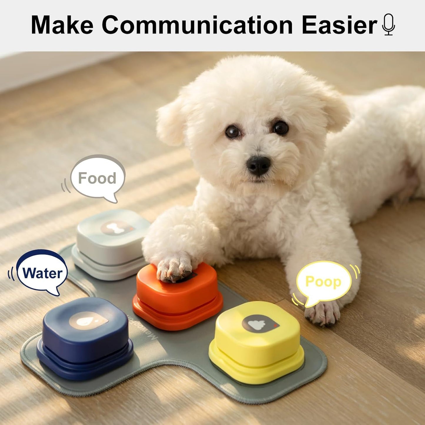 MJHOMEFINDER TalkBack Pet Button Set – 4-Piece Recordable Training Kit