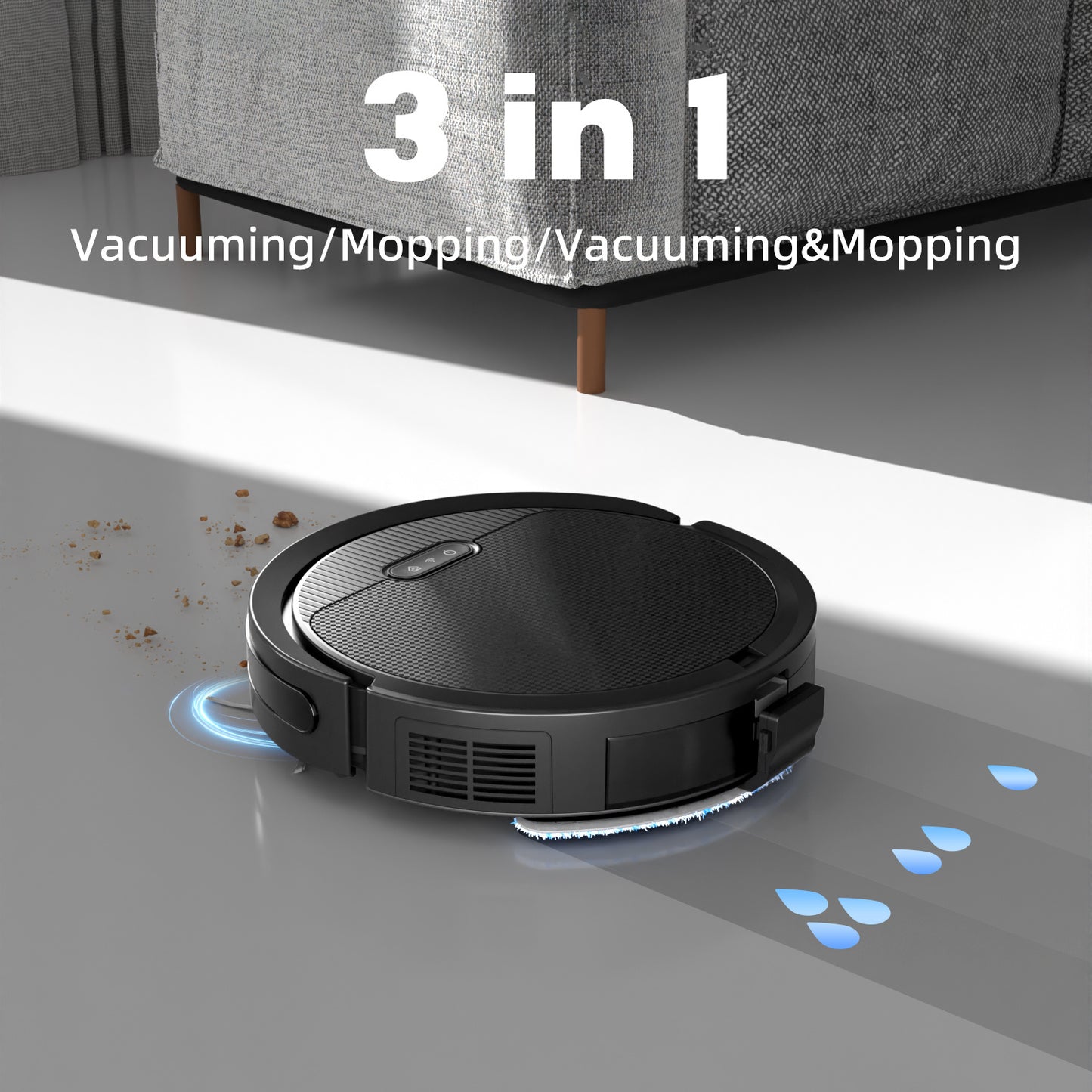 Clean Command V3 – MJHOMEFINDER 3-in-1 Smart Robot Vacuum, Mop & Sweeper (5000Pa)