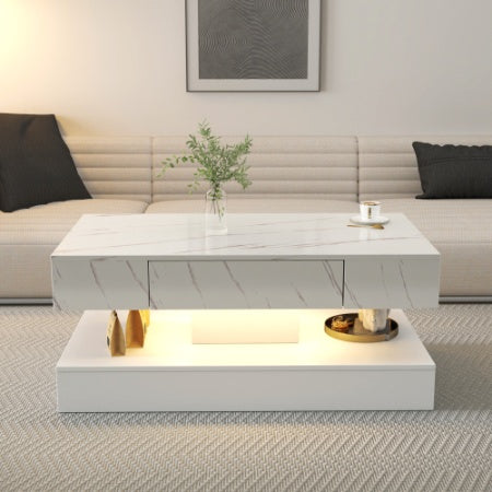 Level Up Living – MJHOMEFINDER Luxe LED Coffee Table w/ Lift-Top & Storage