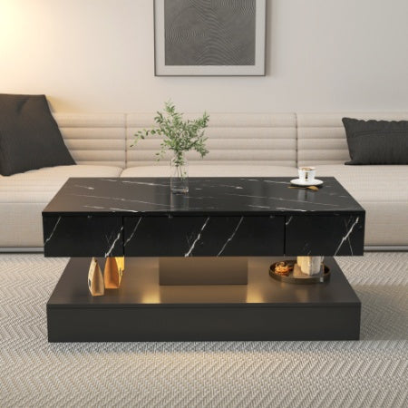 Level Up Living – MJHOMEFINDER Luxe LED Coffee Table w/ Lift-Top & Storage