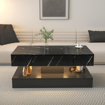 Level Up Living – MJHOMEFINDER Luxe LED Coffee Table w/ Lift-Top & Storage