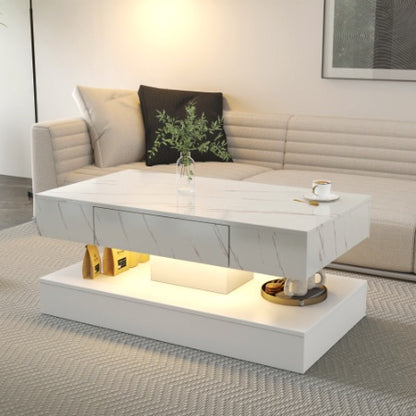 Level Up Living – MJHOMEFINDER Luxe LED Coffee Table w/ Lift-Top & Storage