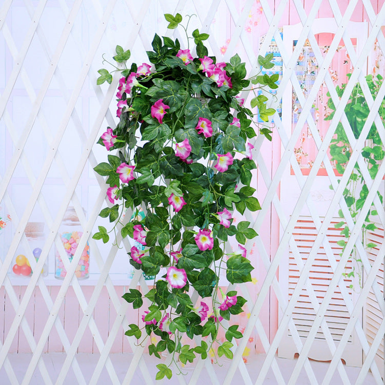 Grow Where You're Planted – MJHOMEFINDER Faux Floral Wall Simulation Plant Morning Glory Ratten