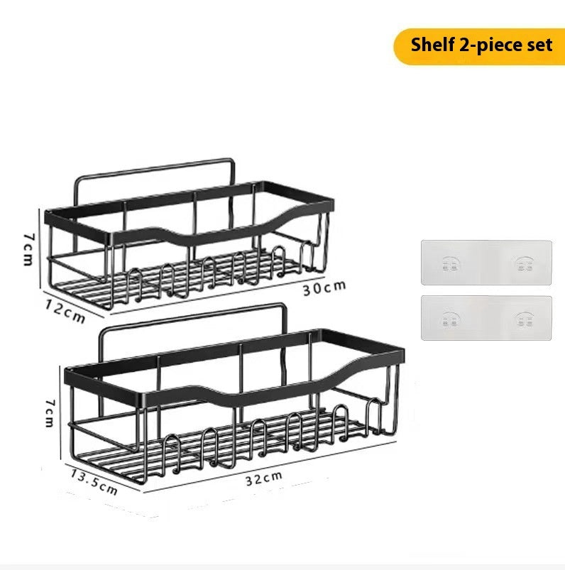 MJHOMEFINDER Carbon Steel No-Drill Hook Rack Set – Modular Wall Storage