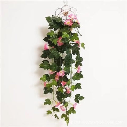 Grow Where You're Planted – MJHOMEFINDER Faux Floral Wall Simulation Plant Morning Glory Ratten