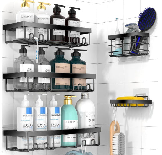 MJHOMEFINDER Carbon Steel No-Drill Hook Rack Set – Modular Wall Storage