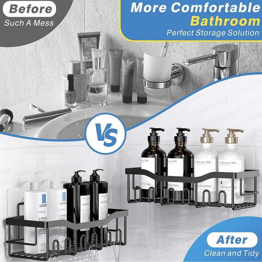 MJHOMEFINDER Carbon Steel No-Drill Hook Rack Set – Modular Wall Storage