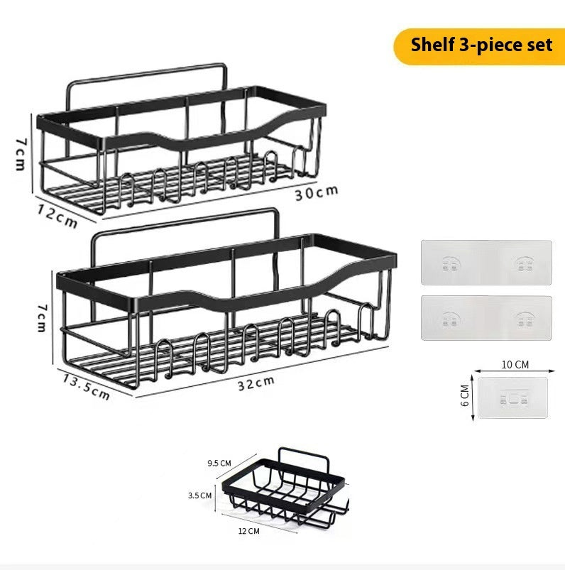 MJHOMEFINDER Carbon Steel No-Drill Hook Rack Set – Modular Wall Storage