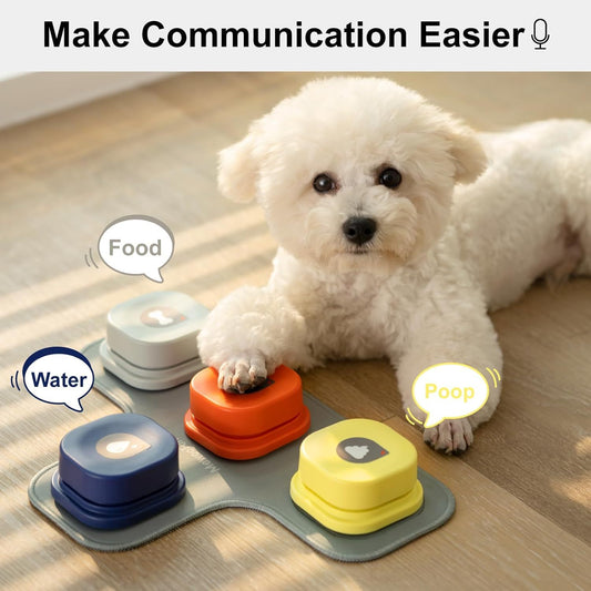 MJHOMEFINDER TalkBack Pet Button Set – 4-Piece Recordable Training Kit