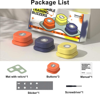 MJHOMEFINDER TalkBack Pet Button Set – 4-Piece Recordable Training Kit