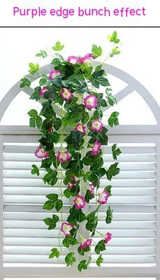 Grow Where You're Planted – MJHOMEFINDER Faux Floral Wall Simulation Plant Morning Glory Ratten