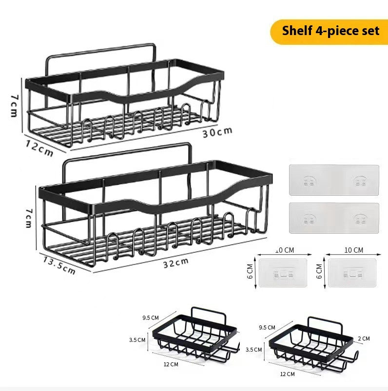 MJHOMEFINDER Carbon Steel No-Drill Hook Rack Set – Modular Wall Storage